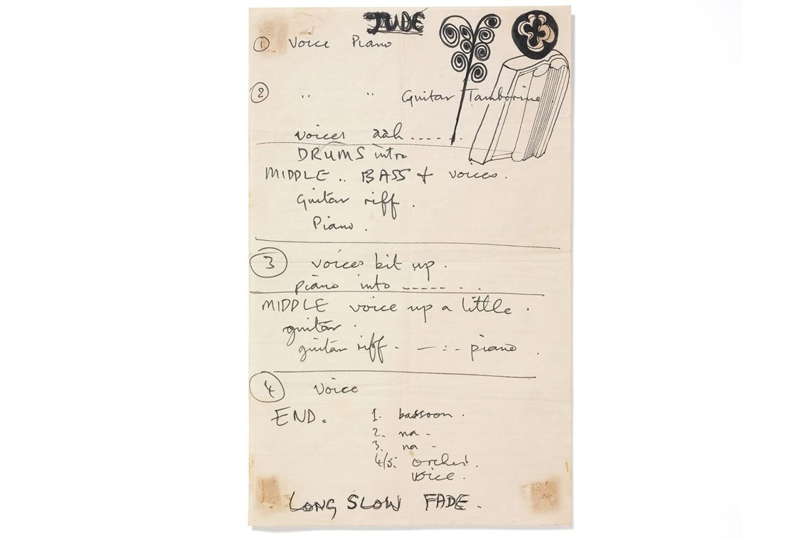 Eine von Paul McCartney handgeschriebene Notiz zu dem Song «Hey Jude» erzielte knapp 77.000 Dollar.